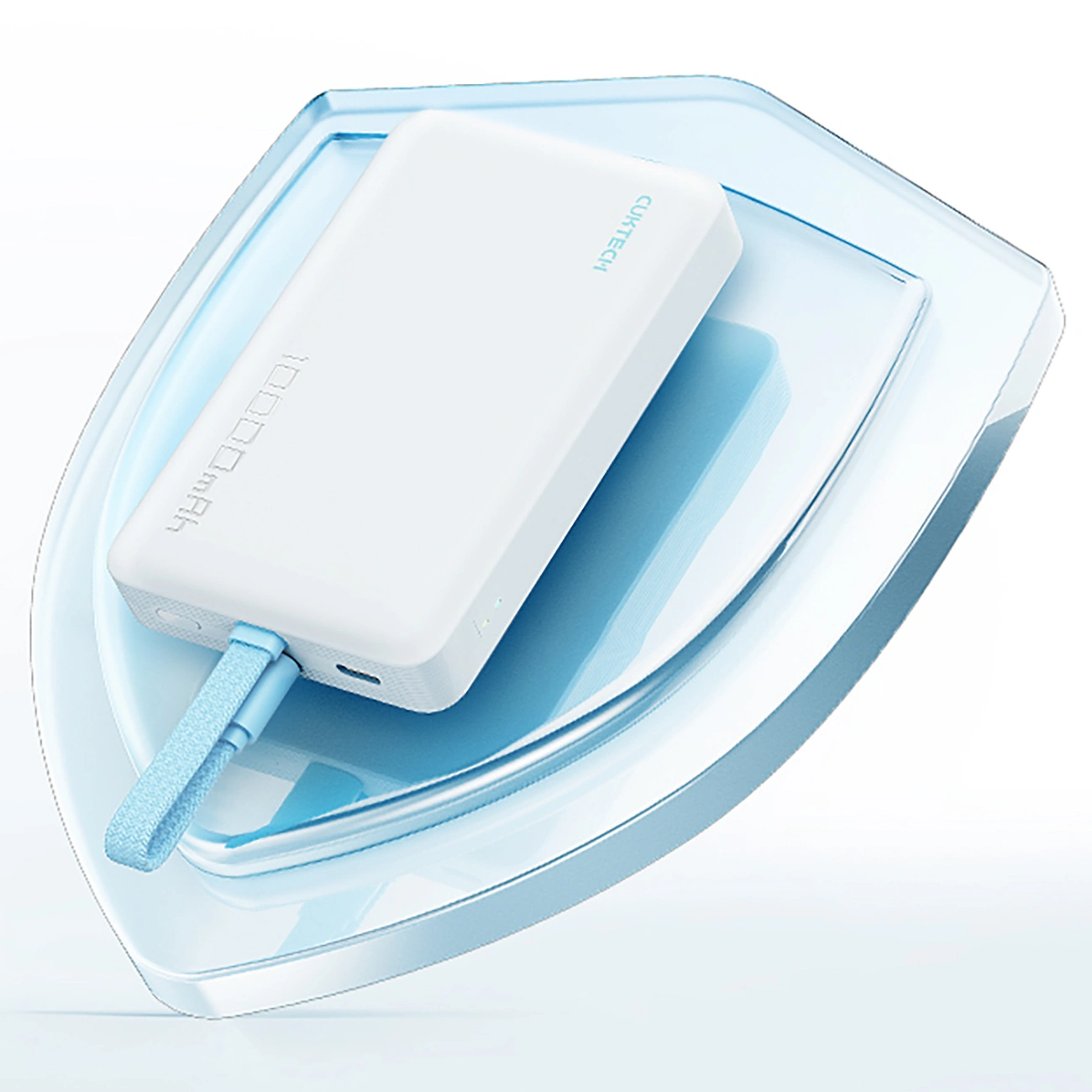 Langaton ulkoinen akku Cuktech CP132ML, 10000mAh, 22,5W, PD + QI, 2 x USB-C, Valkoinen