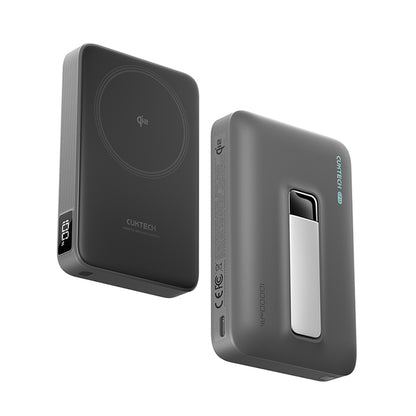 Cuktech WPB100 Wireless External Battery, 10000mAh, 30W, PD + FQI, 1 x QI - 1 x USB-C, Gray CUWPB100GLBK