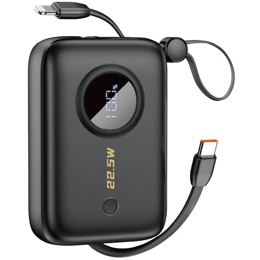 Dudao K14 Ulkoinen Akku, 10000mAh, 22.5W, QC + PD, 1 x Lightning - 1 x USB-A - 2 x USB-C, Musta