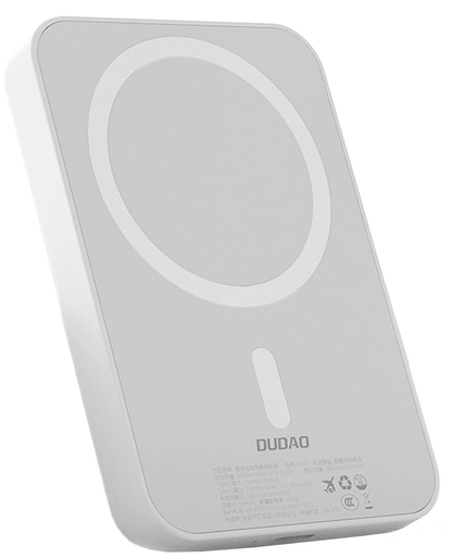 Dudao K26s langaton ulkoinen akku, 5000mAh, 20W, PD + FQI, 1 x QI - 1 x USB-C, Valkoinen