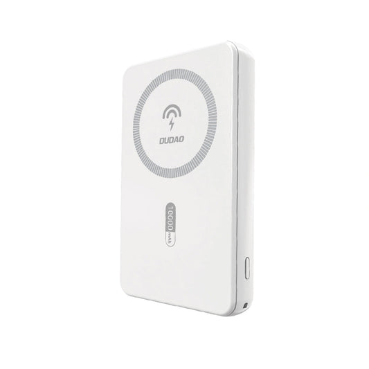 Langaton ulkoinen akku Dudao K14S, 5000mAh, 20W, QC + PD + FQI, 1 x QI - 1 x USB-A - 1 x USB-C, Valkoinen