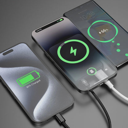 Dudao K14S+ langaton ulkoinen akku, 10000mAh, 22.5W, QC + PD + FQI, 1 x QI - 1 x USB-A - 1 x USB-C, Musta
