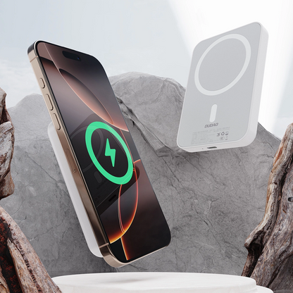 Dudao K26s langaton ulkoinen akku, 5000mAh, 20W, PD + FQI, 1 x QI - 1 x USB-C, Valkoinen