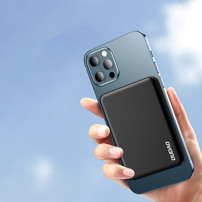 Dudao K14S langaton ulkoinen akku, 5000mAh, 10W, PD + QI, 1 x QI - 1 x USB-C, Musta
