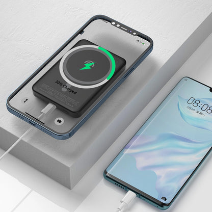 Dudao K14S langaton ulkoinen akku, 5000mAh, 10W, PD + QI, 1 x QI - 1 x USB-C, Musta