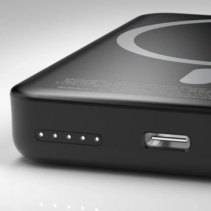 Dudao K14S langaton ulkoinen akku, 5000mAh, 10W, PD + QI, 1 x QI - 1 x USB-C, Musta