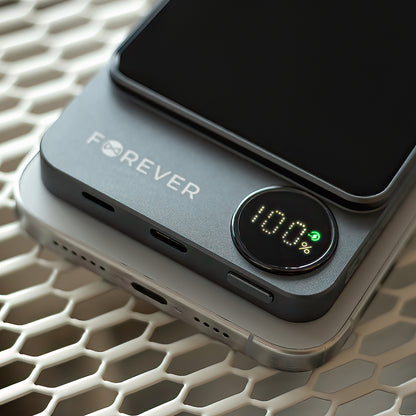 Langaton Ulkoinen Akku Forever MATB-200, 5000mAh, 20W, PD + FQI, 1 x QI - 1 x USB-C, Musta