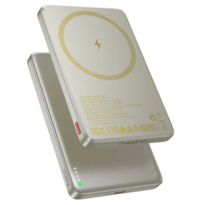 Langaton ulkoinen akku HOCO Q26, 5000mAh, 20W, PD + FQI, 1 x QI - 1 x USB-C, Oranssi