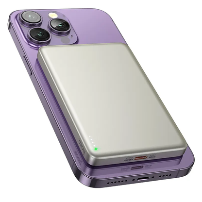 Langaton ulkoinen akku HOCO Q26, 5000mAh, 20W, PD + FQI, 1 x QI - 1 x USB-C, Oranssi