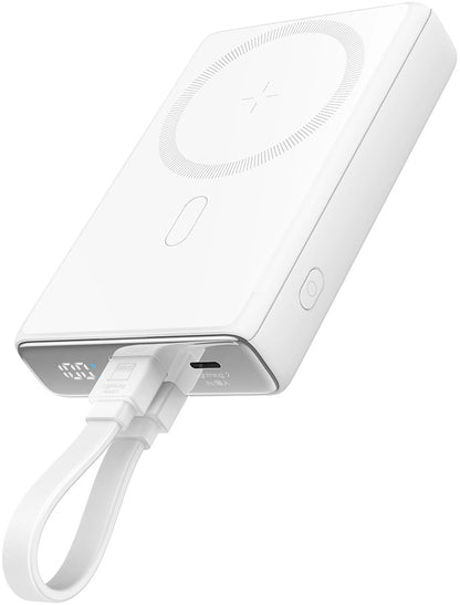 Langaton ulkoinen akku Joyroom JR-PBM01, 10000mAh, 20W, QC + PD + FQI, 1 x Lightning - 1 x QI - 1 x USB-C, Valkoinen