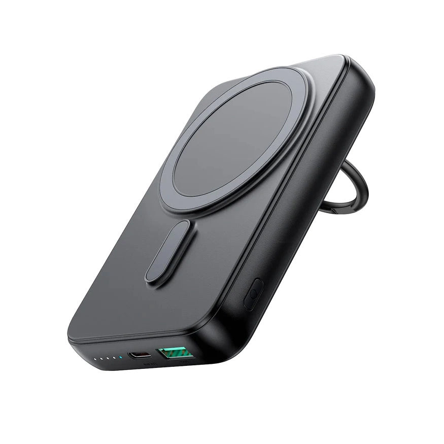 Langaton ulkoinen akku Joyroom JR-W050, 10000mAh, 20W, QC + PD + FQI, 1 x QI - 1 x USB-A - 1 x USB-C, Musta