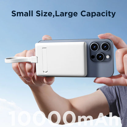 Langaton ulkoinen akku Joyroom JR-PBM01, 10000mAh, 20W, QC + PD + FQI, 1 x Lightning - 1 x QI - 1 x USB-C, Valkoinen