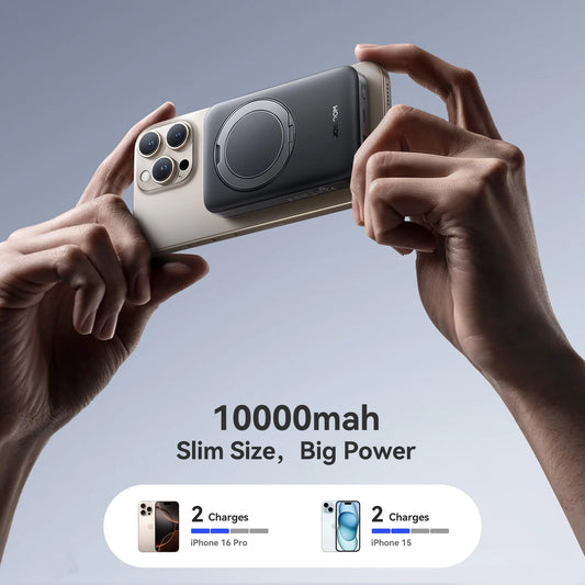 Langaton ulkoinen akku Joyroom JR-PBM12, 10000mAh, 22.5W, QC + PD + FQI, 1 x QI - 1 x USB-A - 1 x USB-C, Musta