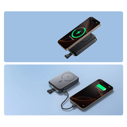 Ulkoinen langaton akku Joyroom JR-PBM11, 10000mAh, 22.5W, QC + PD + FQI, 1 x QI - 1 x USB-A - 1 x USB-C, Musta