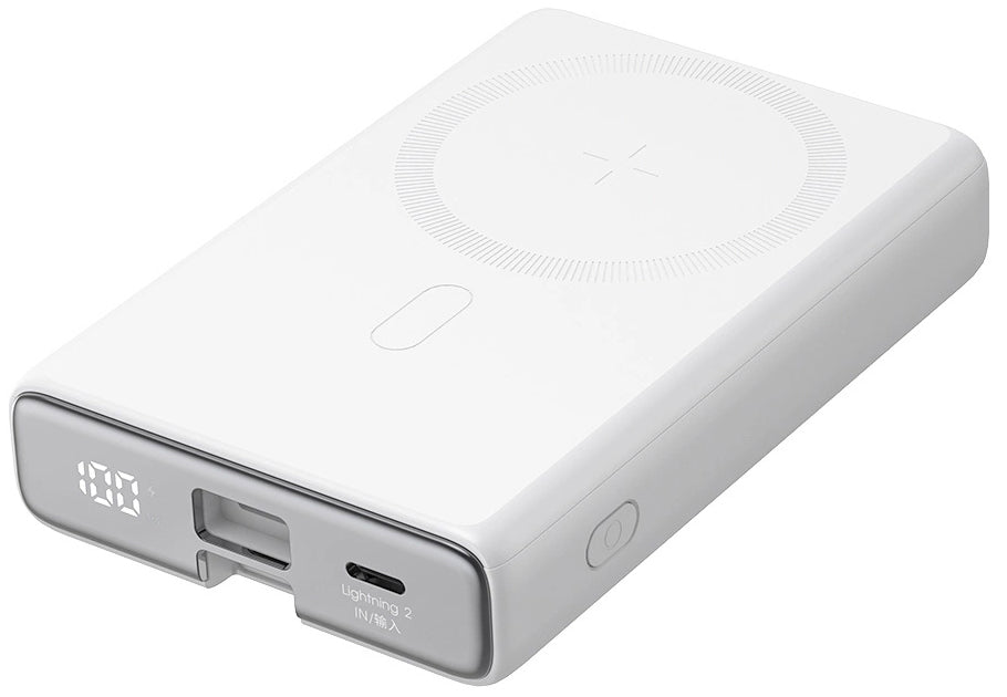 Langaton ulkoinen akku Joyroom JR-PBM01, 10000mAh, 20W, QC + PD + FQI, 1 x Lightning - 1 x QI - 1 x USB-C, Valkoinen
