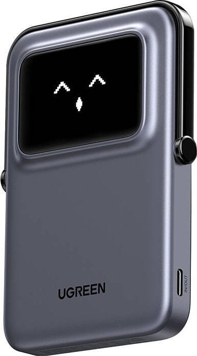 UGREEN PB571 Uno langaton ulkoinen akku, 5000mAh, 20W, PD + FQI, 1 x QI - 1 x USB-C, Harmaa