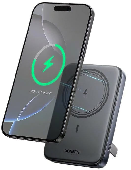 Ulkoinen langaton akku UGREEN PB562, 10000mAh, 20W, PD + FQI, 1 x QI - 1 x USB-C, Musta