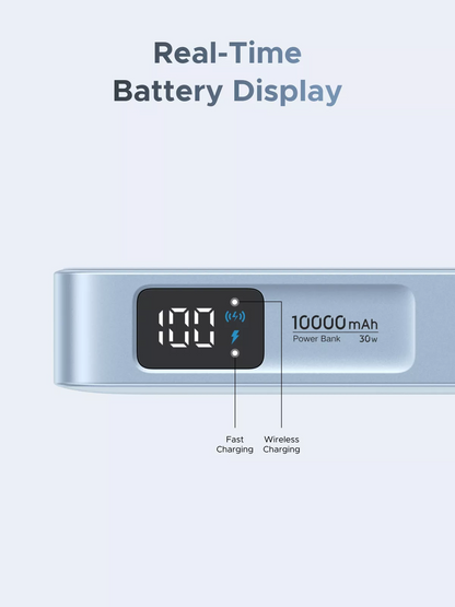 UGREEN MagFlow PB773 Wireless External Battery, 10000mAh, 25W, PD + FQI, 1 x QI - 2 x USB-C, Blue
