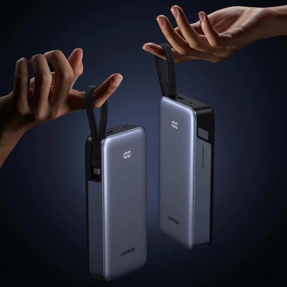 UGREEN PB536 Ulkoinen Akku (55988B), 20000mAh, 45W, QC + PD, 1 x USB-A - 2 x USB-C, Harmaa