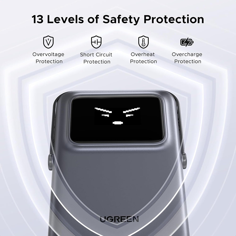 UGREEN PB764 Uno langaton ulkoinen akku, 10000mAh, 20W, PD + FQI, 1 x QI - 1 x USB-C, Harmaa