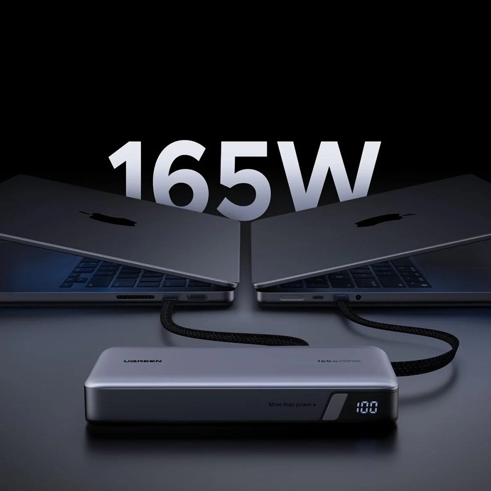 UGREEN PB726 (55995B) ulkoinen akku, 25000mAh, 165W, QC + PD, 1 x USB-A - 3 x USB-C, Harmaa