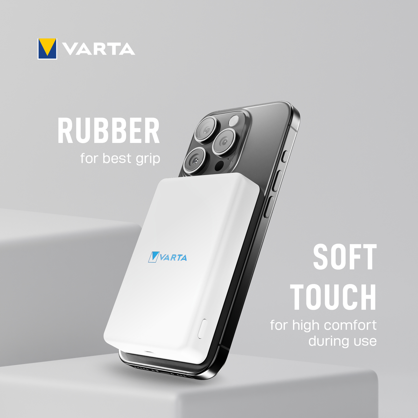 Varta Mag Pro langaton ulkoinen akku, 5000mAh, 12W, 1 x QI - 1 x USB-C, Valkoinen