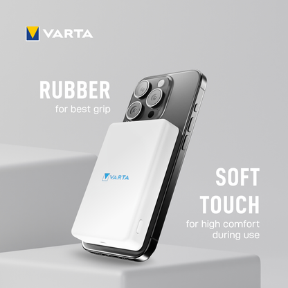 Varta Mag Pro langaton ulkoinen akku, 5000mAh, 12W, 1 x QI - 1 x USB-C, Valkoinen