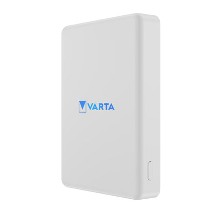 Varta Mag Pro langaton ulkoinen akku, 5000mAh, 12W, 1 x QI - 1 x USB-C, Valkoinen