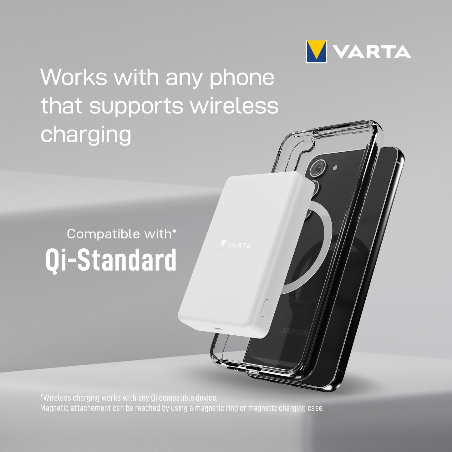 Varta Mag Pro langaton ulkoinen akku, 5000mAh, 12W, 1 x QI - 1 x USB-C, Valkoinen