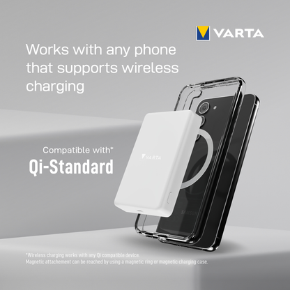 Varta Mag Pro langaton ulkoinen akku, 5000mAh, 12W, 1 x QI - 1 x USB-C, Valkoinen