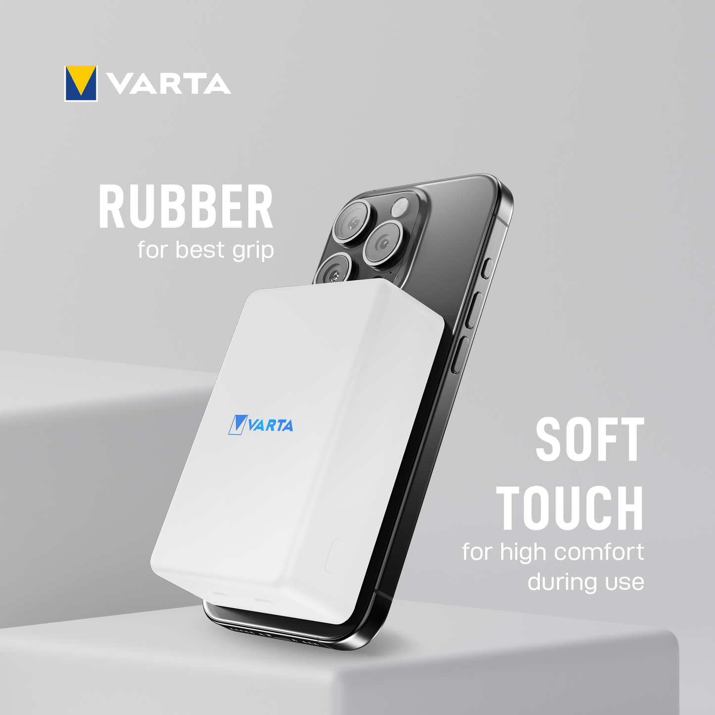 Varta Mag Pro langaton ulkoinen akku, 10000mAh, 20W, 1 x QI - 2 x USB-C, Valkoinen