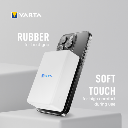 Varta Mag Pro langaton ulkoinen akku, 10000mAh, 20W, 1 x QI - 2 x USB-C, Valkoinen