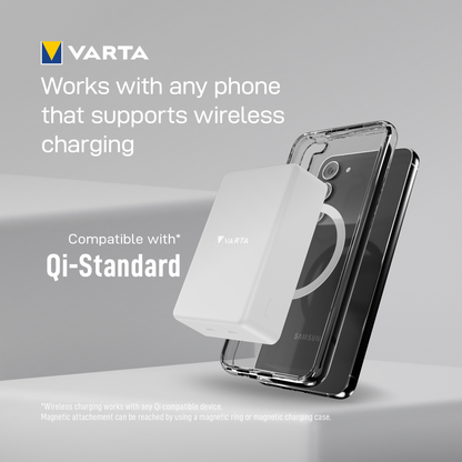 Varta Mag Pro langaton ulkoinen akku, 10000mAh, 20W, 1 x QI - 2 x USB-C, Valkoinen