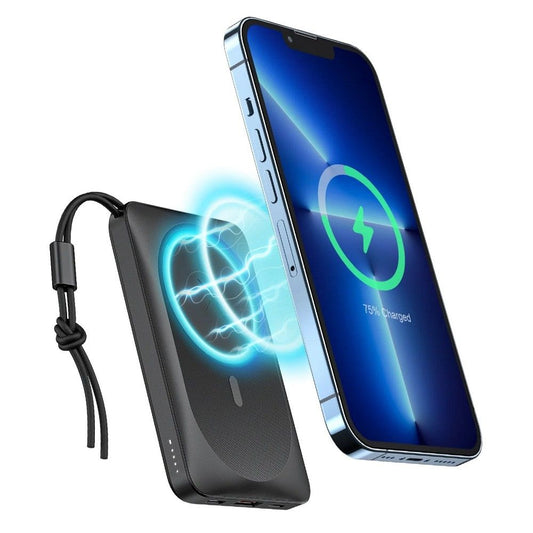 Langaton ulkoinen akku Veger VP1151 / W1151, 10000mAh, 22.5W, QC + PD + FQI, 1 x QI - 1 x USB-A - 1 x USB-C, Musta