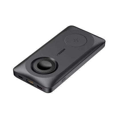 Langaton ulkoinen akku Veger MagMulti W1156, 10000mAh, 22.5W, QC + PD + FQI, 2 x QI - 1 x USB-A - 1 x USB-C, Musta