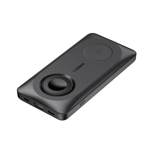 Langaton ulkoinen akku Veger MagMulti W1156, 10000mAh, 22.5W, QC + PD + FQI, 2 x QI - 1 x USB-A - 1 x USB-C, Musta