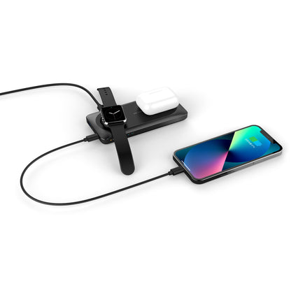 Langaton ulkoinen akku Veger MagMulti W1156, 10000mAh, 22.5W, QC + PD + FQI, 2 x QI - 1 x USB-A - 1 x USB-C, Musta