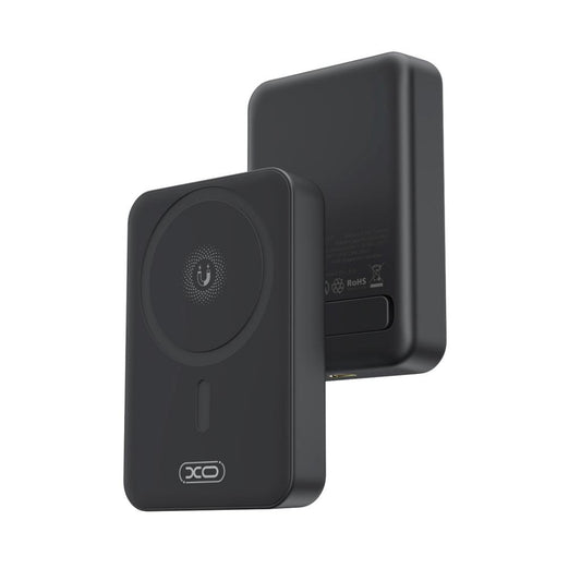 Langaton ulkoinen akku XO Design PR231, 10000mAh, 20W, PD + FQI, 1 x QI - 1 x USB-C, Musta
