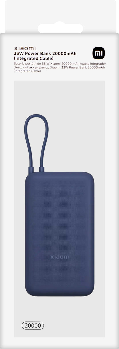 Xiaomi Ulkoinen Akku, 20000mAh, 33W, QC + PD, 1 x USB-A - 2 x USB-C, Sininen BHR8975GL