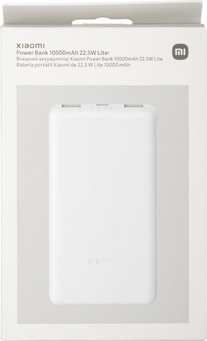 Xiaomi Lite External Battery, 10000mAh, 22.5W, QC + PD, 1 x USB-C - 2 x USB-A, White BHR9350GL