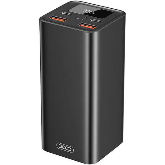 XO Design PB97 Ulkoinen Akku, 20000mAh, 65W, QC + PD, 2 x USB-A - 2 x USB-C, Musta