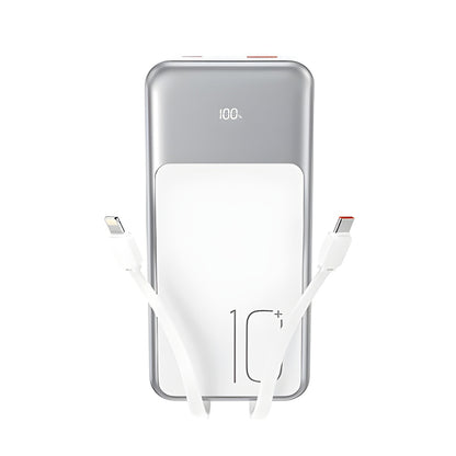 XO Design PR248 External Battery, 10000mAh, 22.5W, QC + PD, 1 x Lightning - 1 x USB-A - 2 x USB-C, White