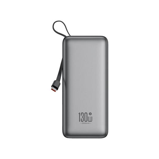 Ulkoinen akku XO Design PR268, 20000mAh, 130W, QC + PD, 1 x USB-A - 2 x USB-C, Harmaa