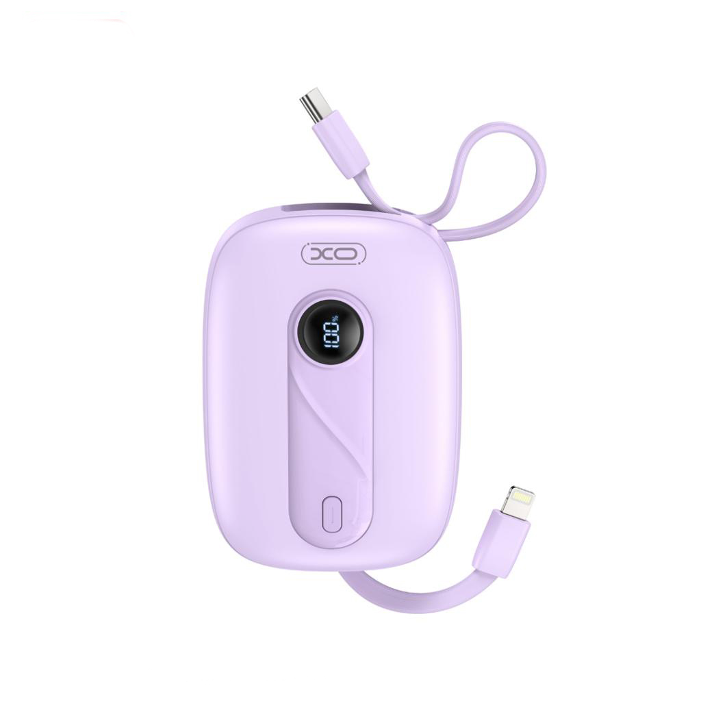 Ulkoinen akku XO Design PR246, 10000mAh, 22.5W, PD, 1 x Lightning - 2 x USB-C, Violetti