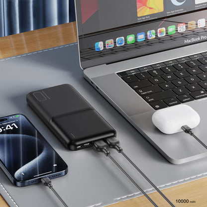 Ulkoinen akku XO Design PR251, 10000mAh, 10W, 2 x USB-A, Musta