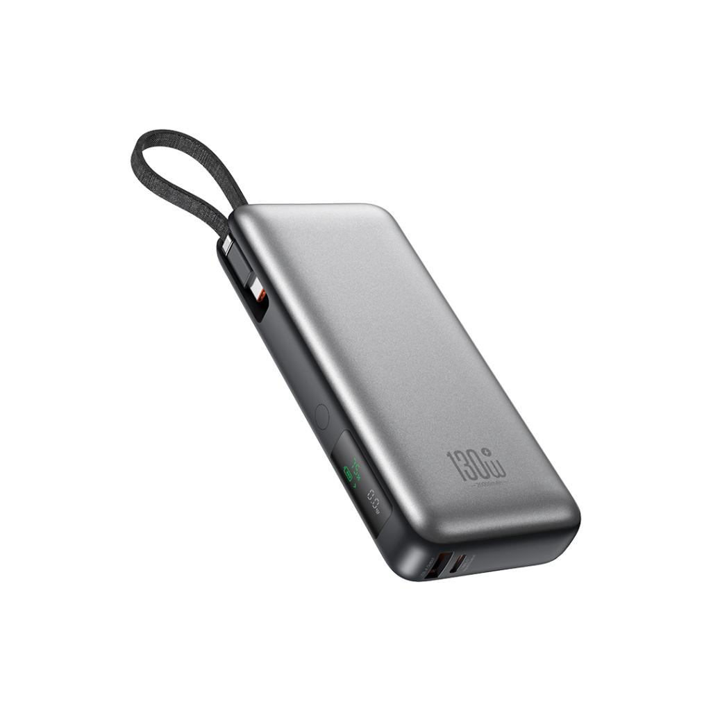 Ulkoinen akku XO Design PR268, 20000mAh, 130W, QC + PD, 1 x USB-A - 2 x USB-C, Harmaa