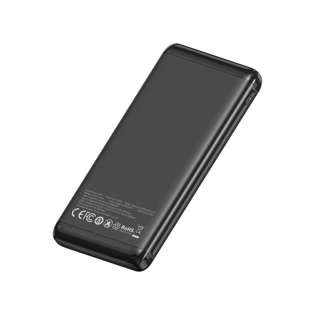 XO Design PB308 ulkoinen akku, 10000mAh, 22.5W, QC + PD, 1 x USB-A - 1 x USB-C, Musta