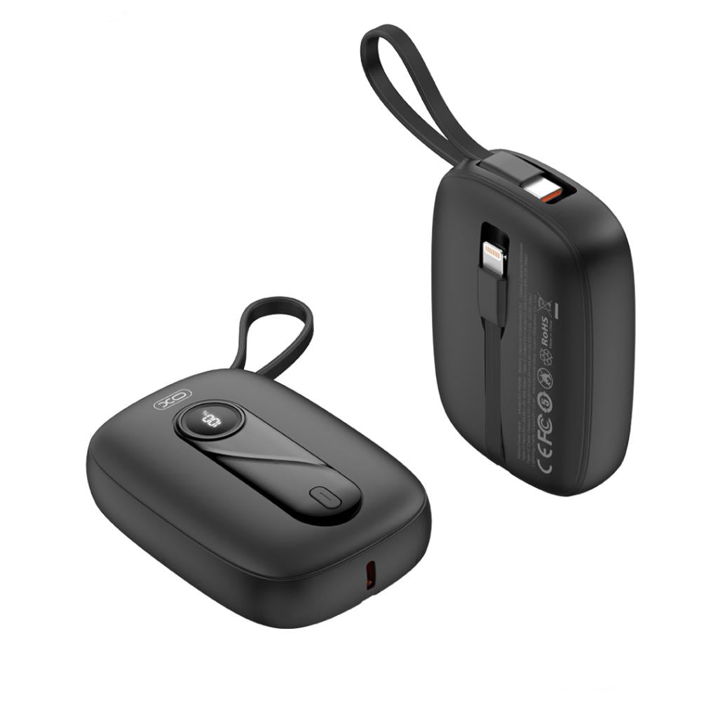 XO Design PR246 External Battery, 10000mAh, 22.5W, PD, 1 x Lightning - 2 x USB-C, Black