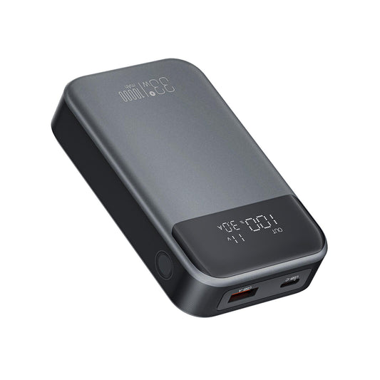 XO Design PR232 Ulkoinen Akku, 10000mAh, 33W, QC + PD, 1 x USB-A - 1 x USB-C, Musta