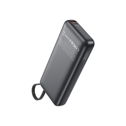 Ulkoinen akku XO Design PR268, 20000mAh, 130W, QC + PD, 1 x USB-A - 2 x USB-C, Harmaa